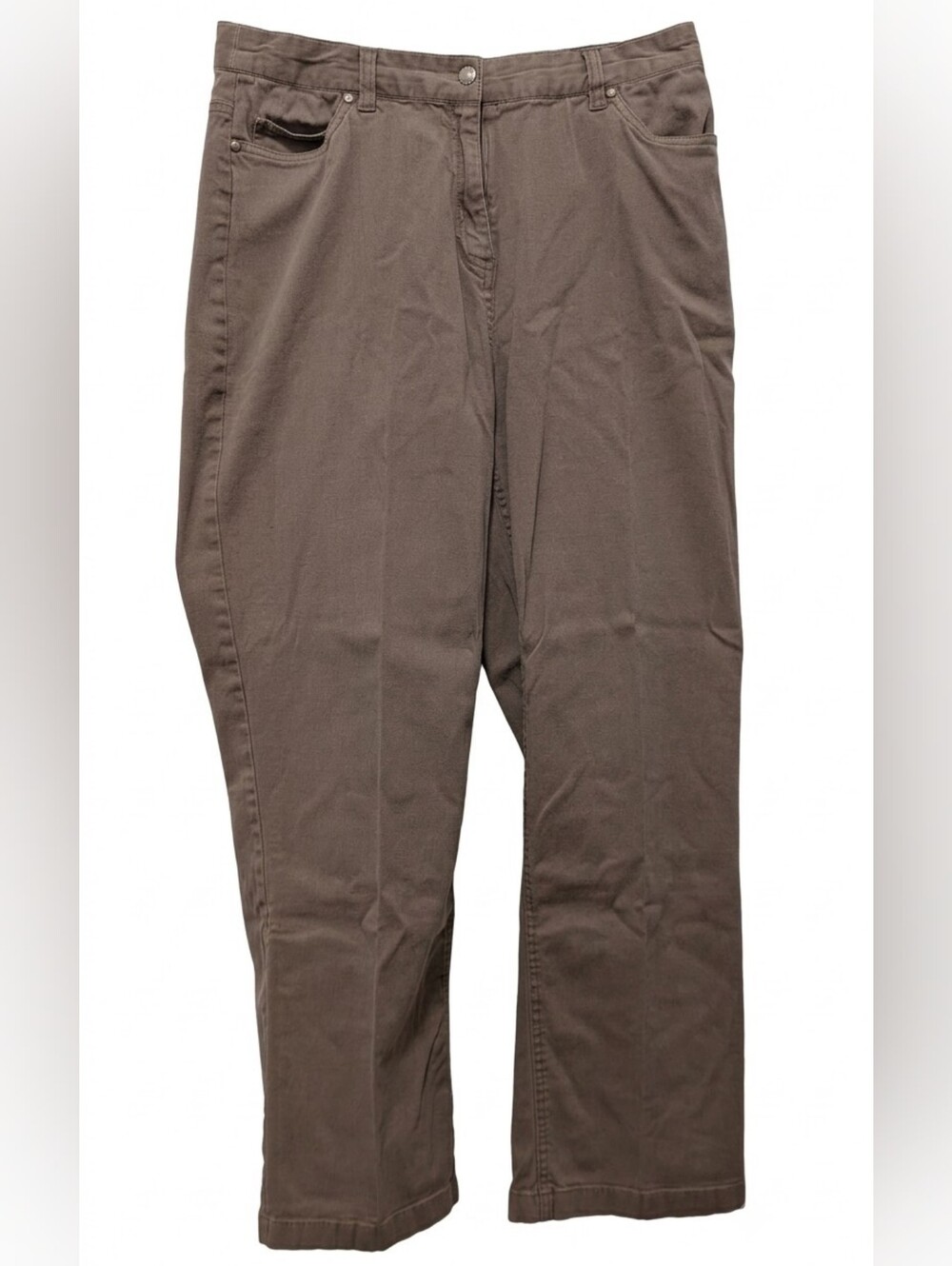 Oleg Cassini Weekend Taupe Brown Cotton Stretch Straight Leg Pants Size 10